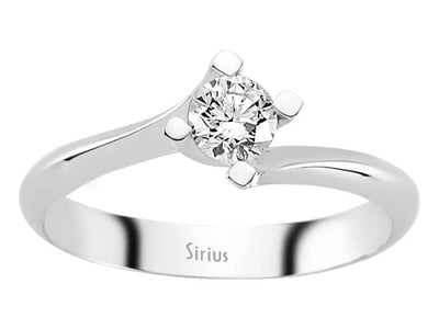 Solitärring mit 0,31 Karat Labordiamant in 14K Weißgold – Fließendes Design