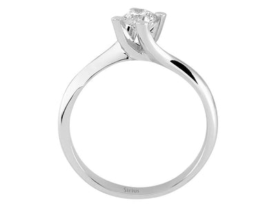 Solitärring mit 0,31 Karat Labordiamant in 14K Weißgold – Fließendes Design