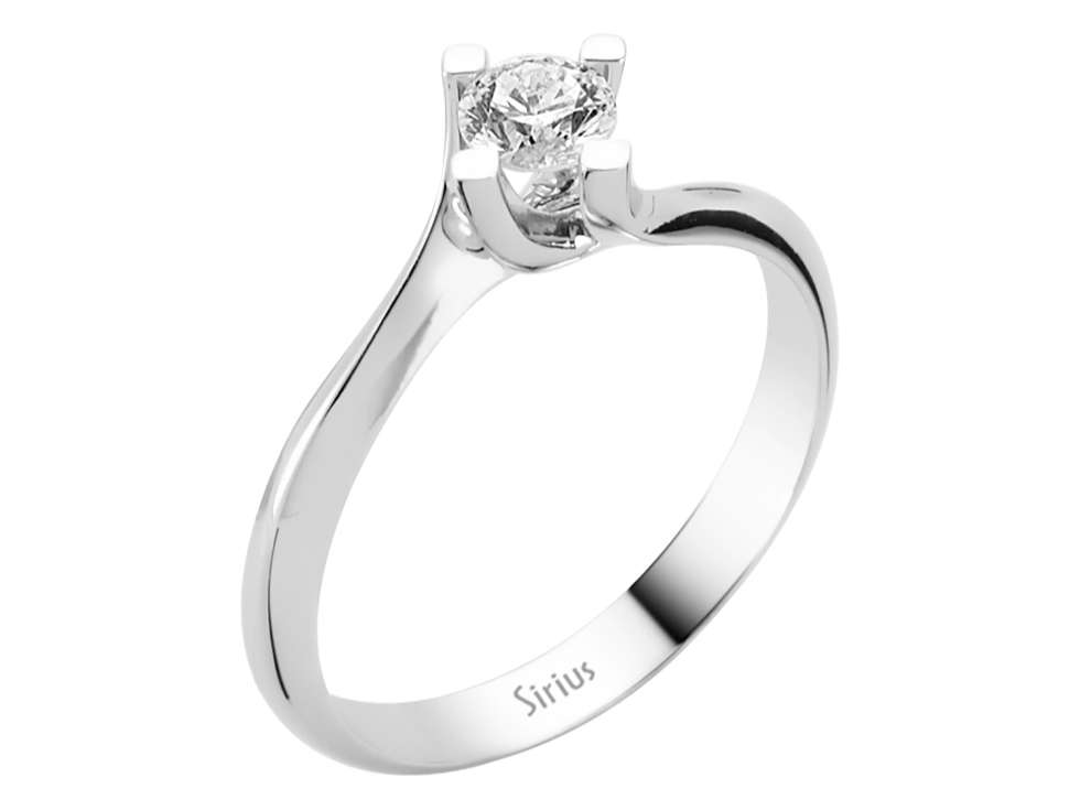Solitärring mit 0,31 Karat Labordiamant in 14K Weißgold – Fließendes Design