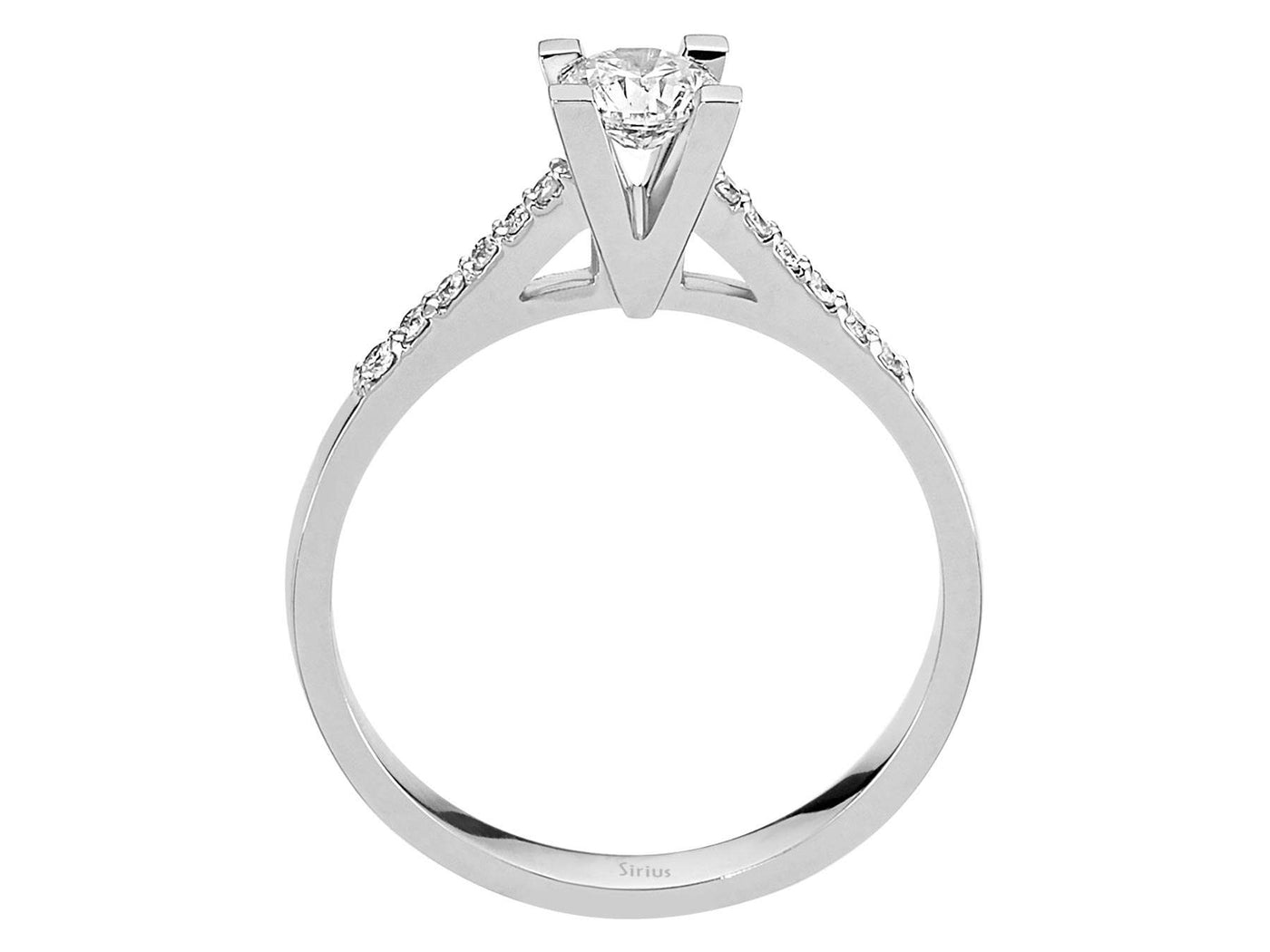 Weißgold-Ring mit 1 Solitär-Diamant und 12 Runddiamanten