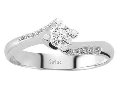 Eleganter Verlobungsring mit 0,31 ct Solitär & 16 Pavé-Diamanten in 14K Weißgold