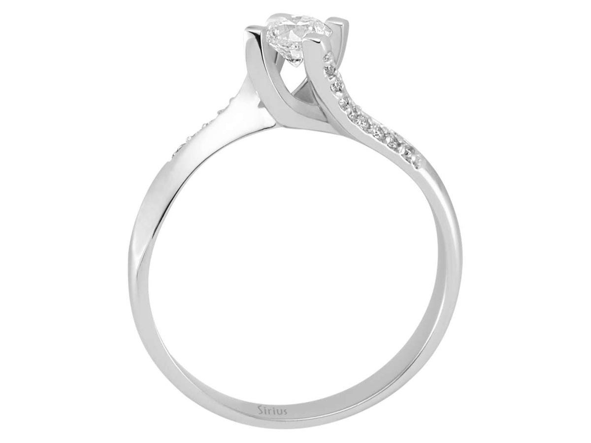 Bague de fiançailles 0,31 ct avec diamants solitaires et pavés - Or Blanc 14K - Bijoux haut de gamme de Rosy Lab Diamonds