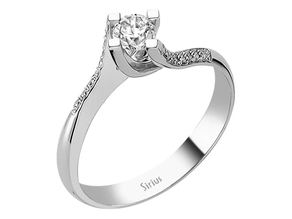 Bague de fiançailles 0,31 ct avec diamants solitaires et pavés - Or Blanc 14K - Bijoux haut de gamme de Rosy Lab Diamonds