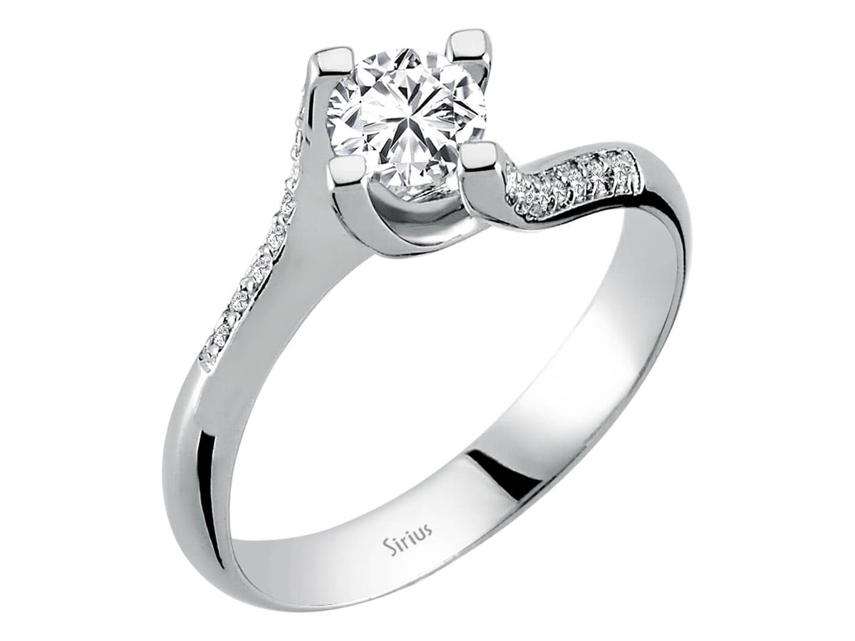 Bague en diamant moderne avec sertissage pavé en Or Blanc 14 carats et diamants de laboratoire – Bijoux haut de gamme de Rosy Lab Diamonds