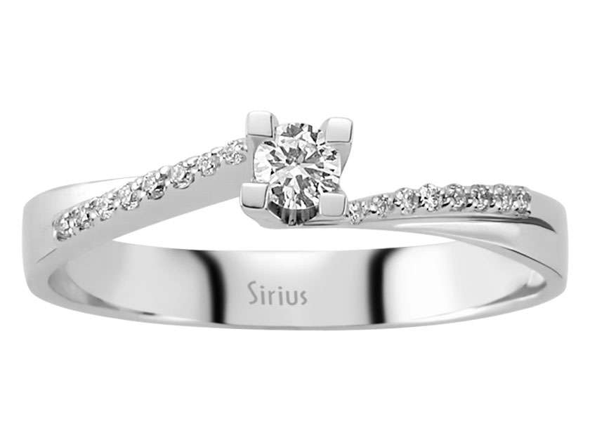 Delicate Engagement Ring with 0.10 ct Solitaire & Pavé - 14K White Gold - High-Quality Jewelry from Rosy Lab Diamonds