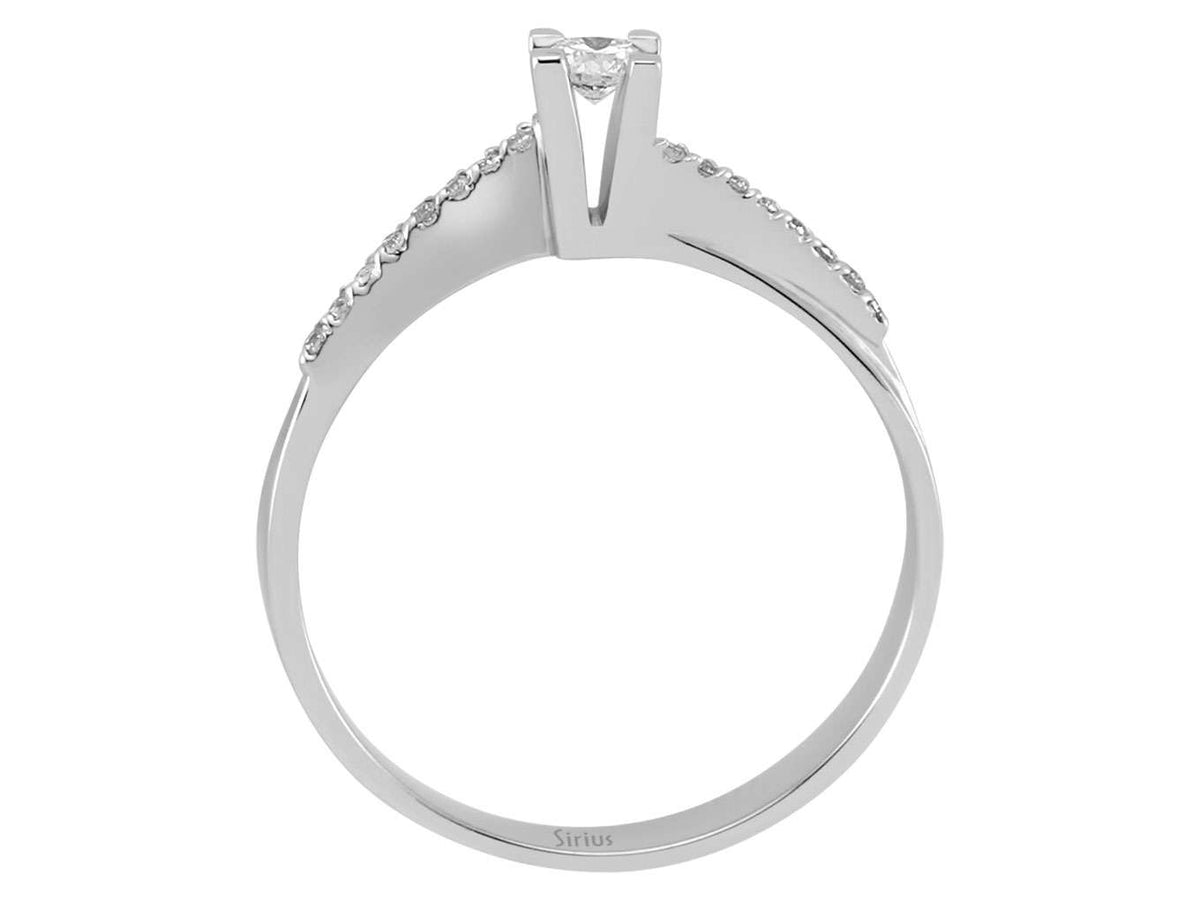 Delicate Engagement Ring with 0.10 ct Solitaire & Pavé - 14K White Gold - High-Quality Jewelry from Rosy Lab Diamonds