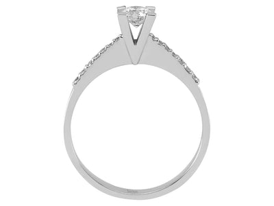 Verlobungsring mit 0,31 ct Solitär und 14 Pavé-Diamanten in 14K Weißgold