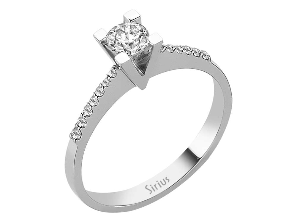 Verlobungsring mit 0,31 ct Solitär und 14 Pavé-Diamanten in 14K Weißgold
