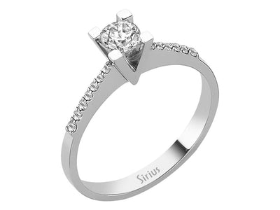 Verlobungsring mit 0,31 ct Solitär und 14 Pavé-Diamanten in 14K Weißgold