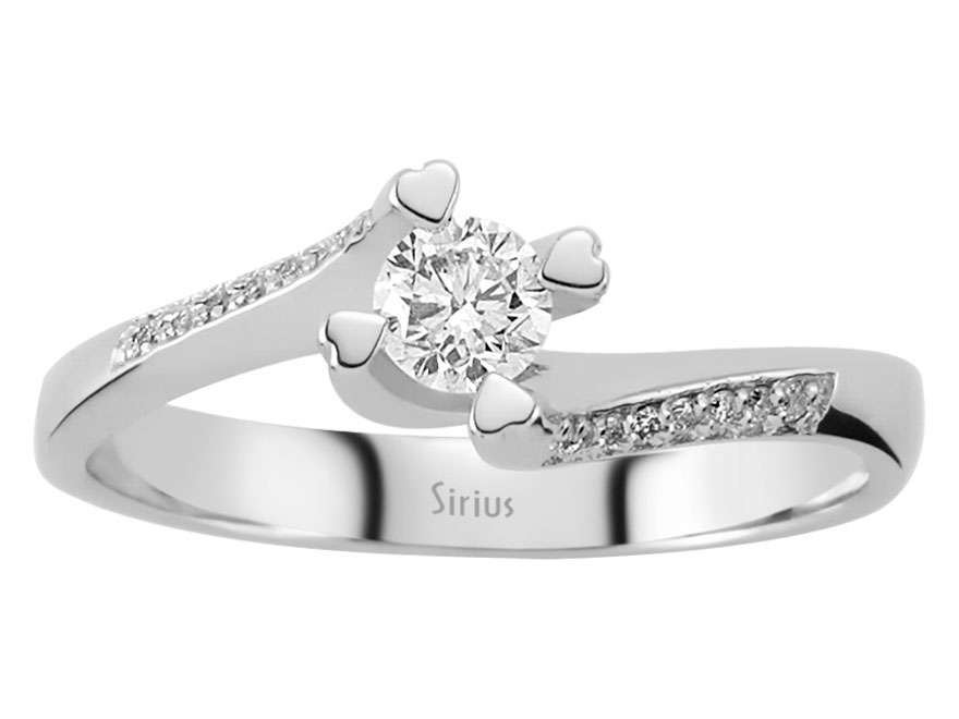 Verlobungsring mit 0,23 ct Solitär und 16 Akzentdiamanten in 14K Weißgold