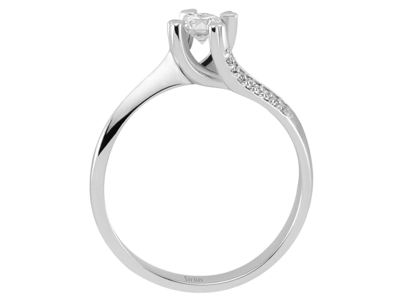 Verlobungsring mit 0,23 ct Solitär und 16 Akzentdiamanten in 14K Weißgold