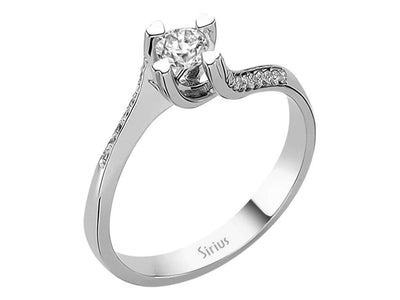 Verlobungsring mit 0,23 ct Solitär und 16 Akzentdiamanten in 14K Weißgold