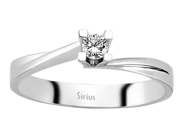 Feiner Solitärring aus 14K Weißgold mit 0,10 ct Labordiamant