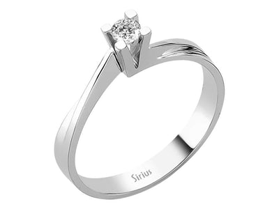 Feiner Solitärring aus 14K Weißgold mit 0,10 ct Labordiamant