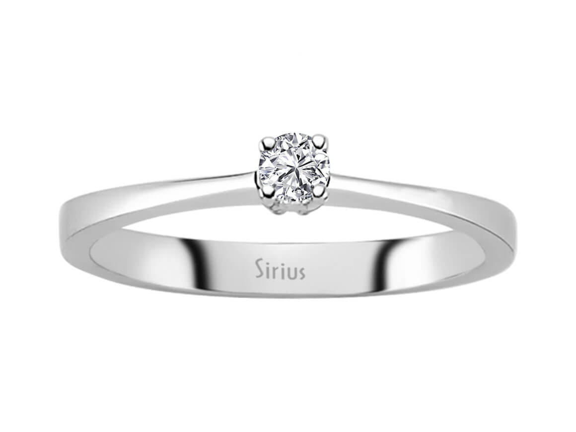 Feiner Solitärring aus 14K Weißgold mit 0,11 ct Labordiamant