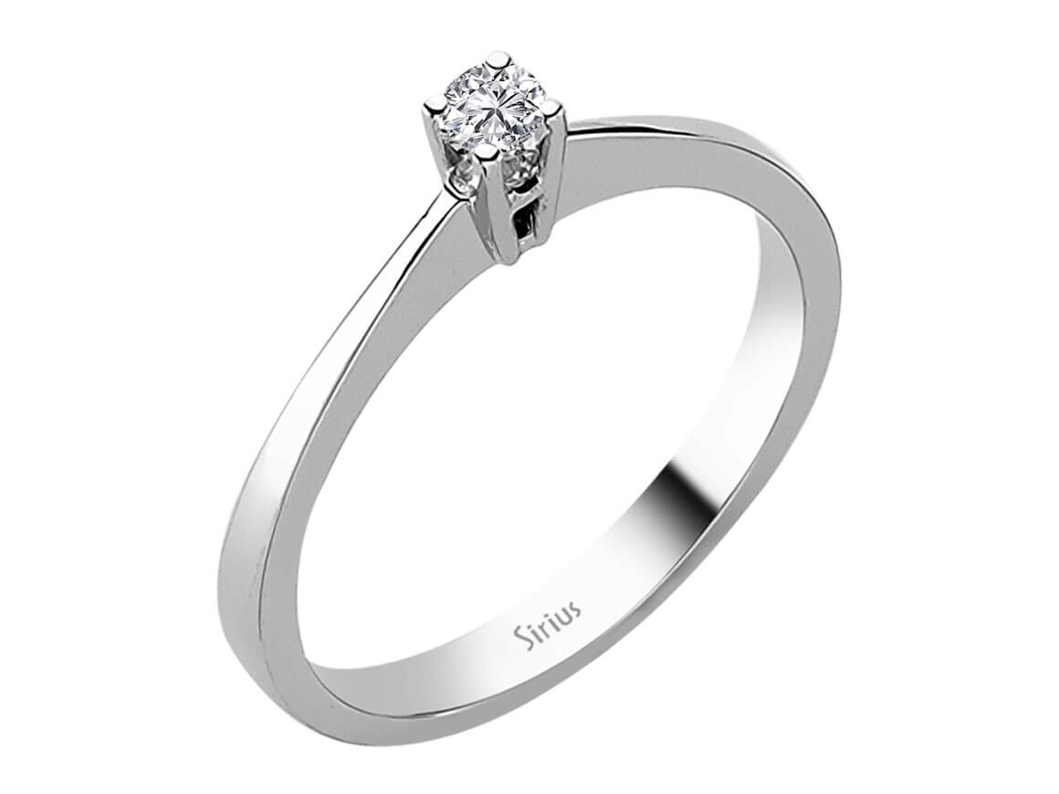 Feiner Solitärring aus 14K Weißgold mit 0,11 ct Labordiamant