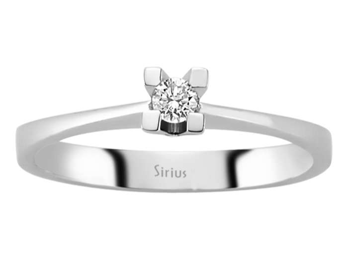 Feiner Solitärring aus 14K Weißgold mit 0,10 ct Labordiamant