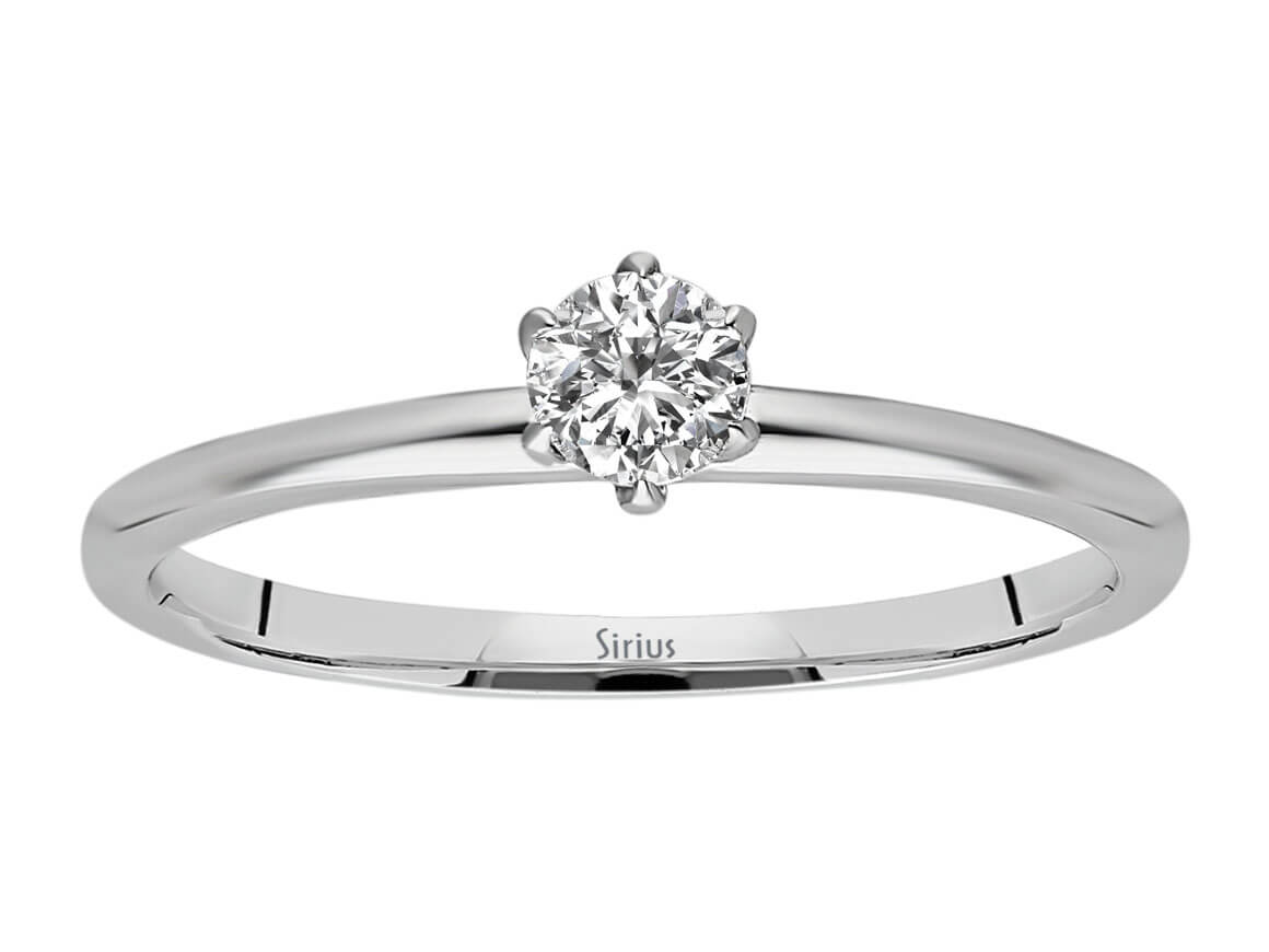 White Gold Solitaire Ring with Round-Cut Diamond - Elegant Engagement Ring - High-Quality Jewelry by Rosy Lab Diamonds
