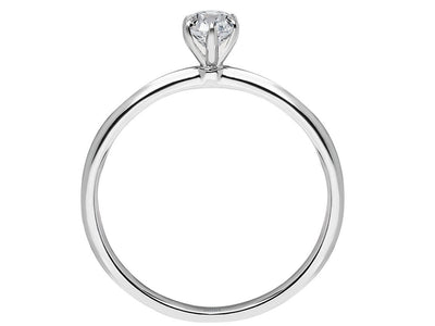 Weißgold Solitärring mit rund geschliffenem Diamanten