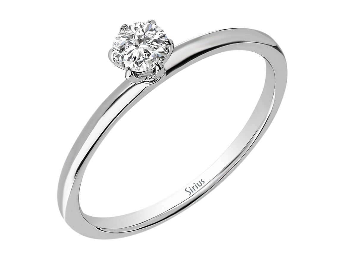 White Gold Solitaire Ring with Round-Cut Diamond - Elegant Engagement Ring - High-Quality Jewelry by Rosy Lab Diamonds
