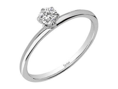 Weißgold Solitärring mit rund geschliffenem Diamanten