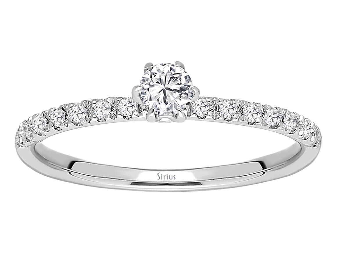 Feiner 14 Karat anneau en or blanc avec diamants taillés en rond