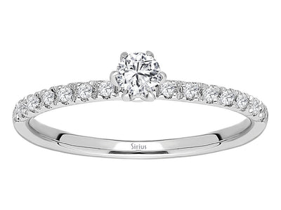 Feiner 14 Karat anneau en or blanc avec diamants taillés en rond