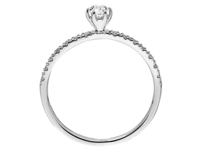 Feiner 14 Karat anneau en or blanc avec diamants taillés en rond