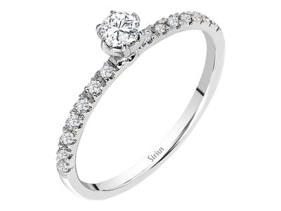 Feiner 14 Karat anneau en or blanc avec diamants taillés en rond