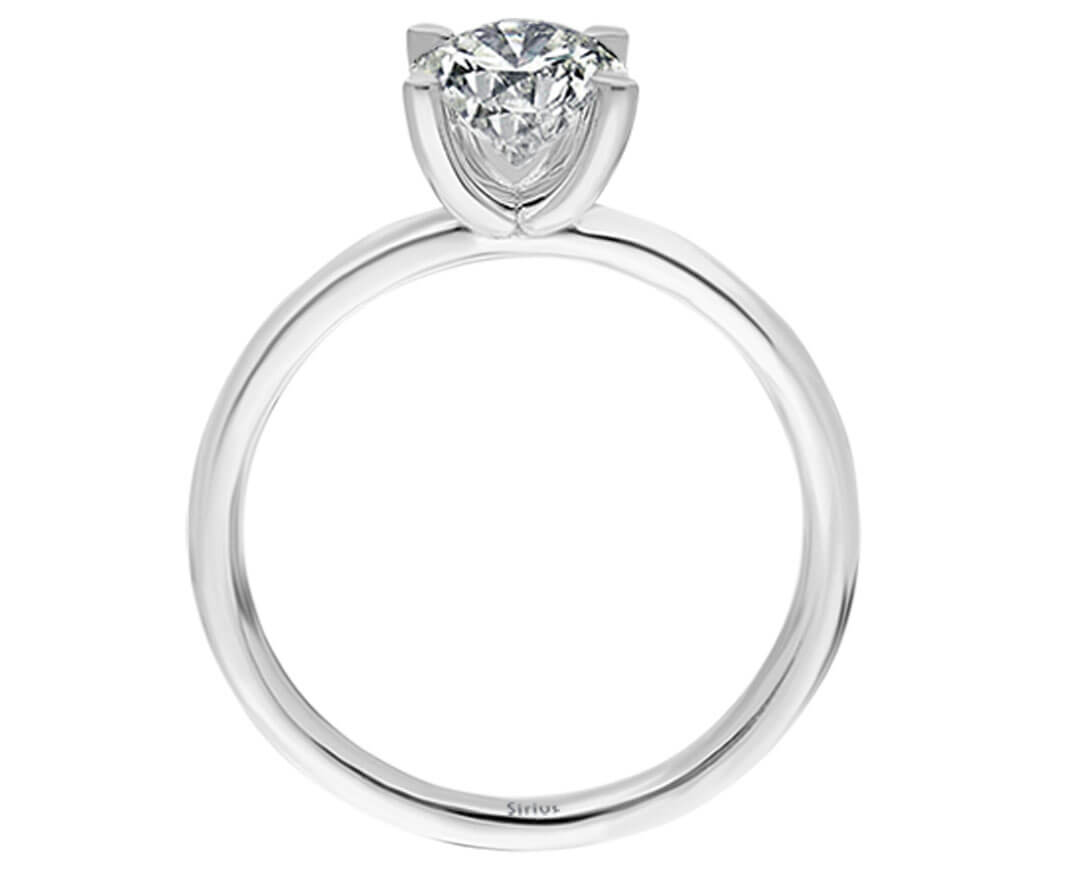 Classic solitaire ring with 1.01 carat round diamond, 14 karat white gold