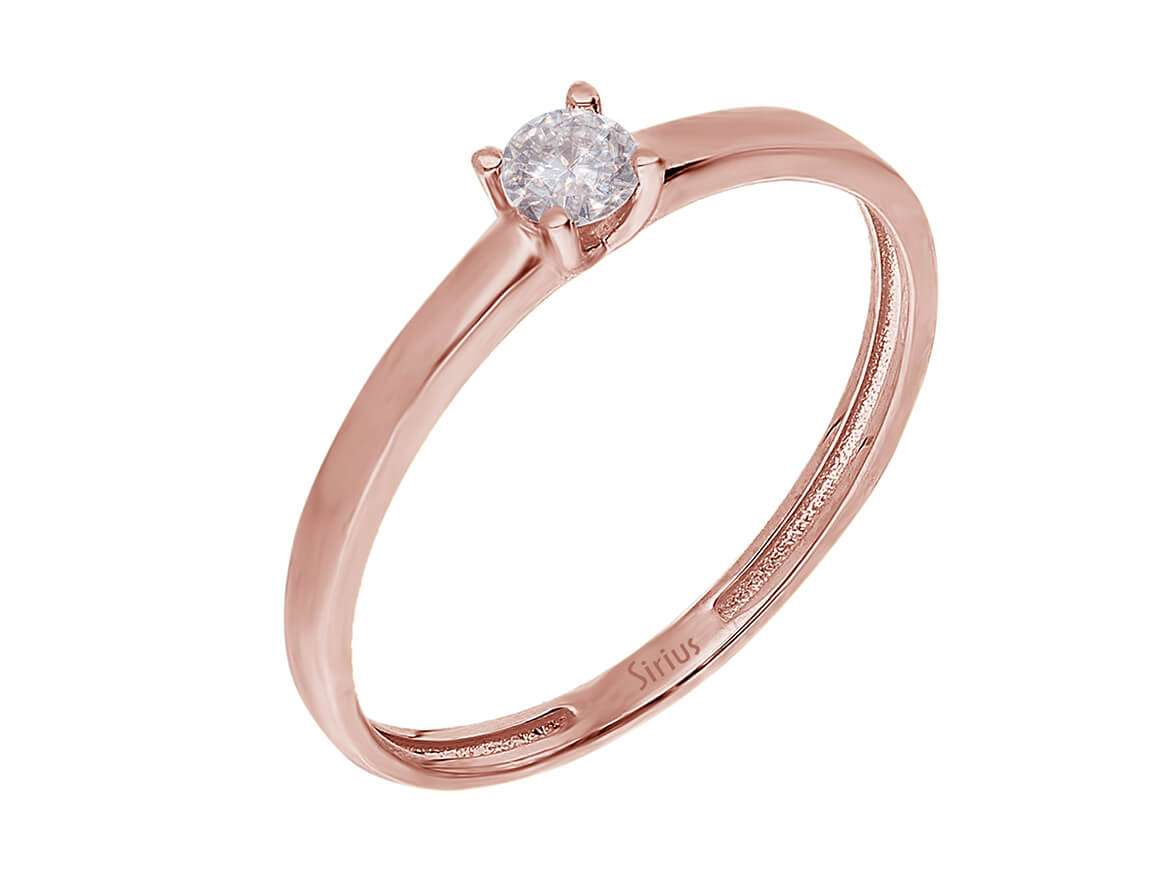 Solitaire ring with 0.06 ct diamond – 14K rose gold