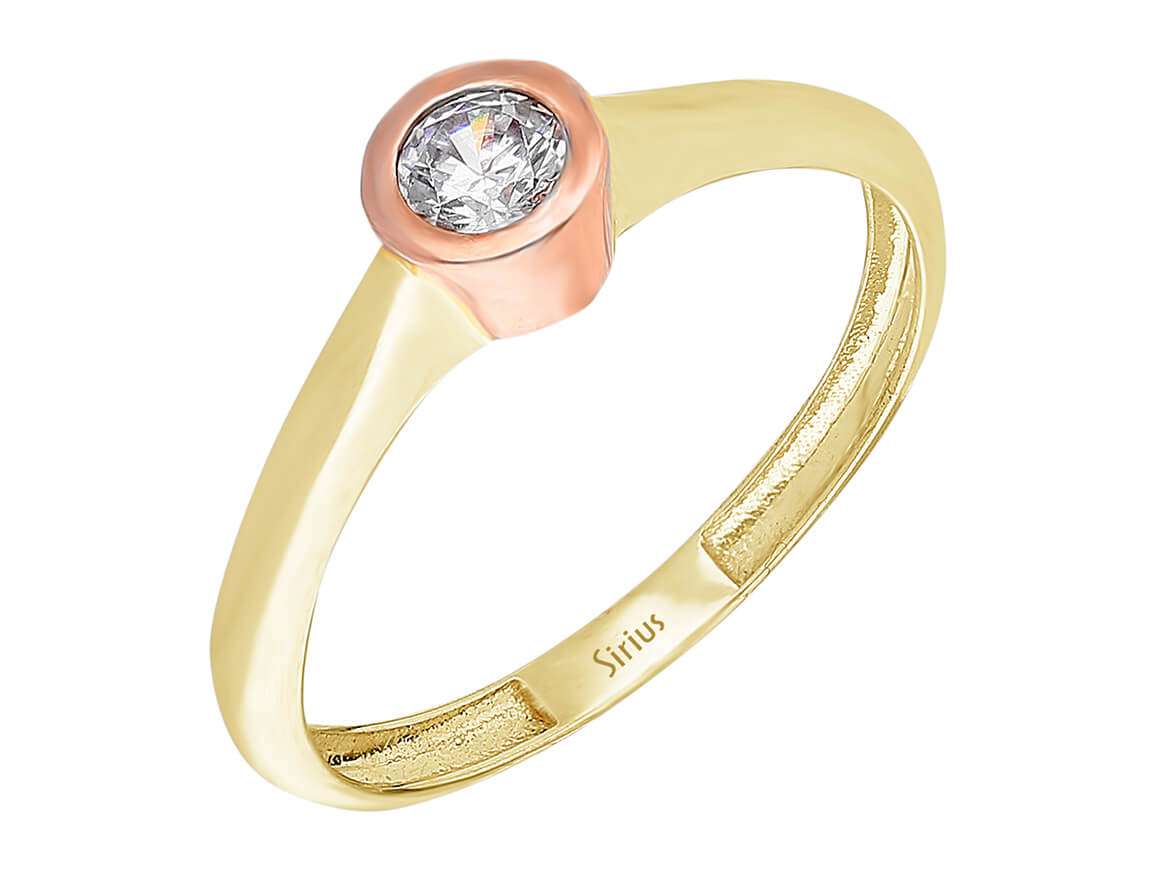 Bicolor engagement ring with round diamond – 0.22 ct – 14K