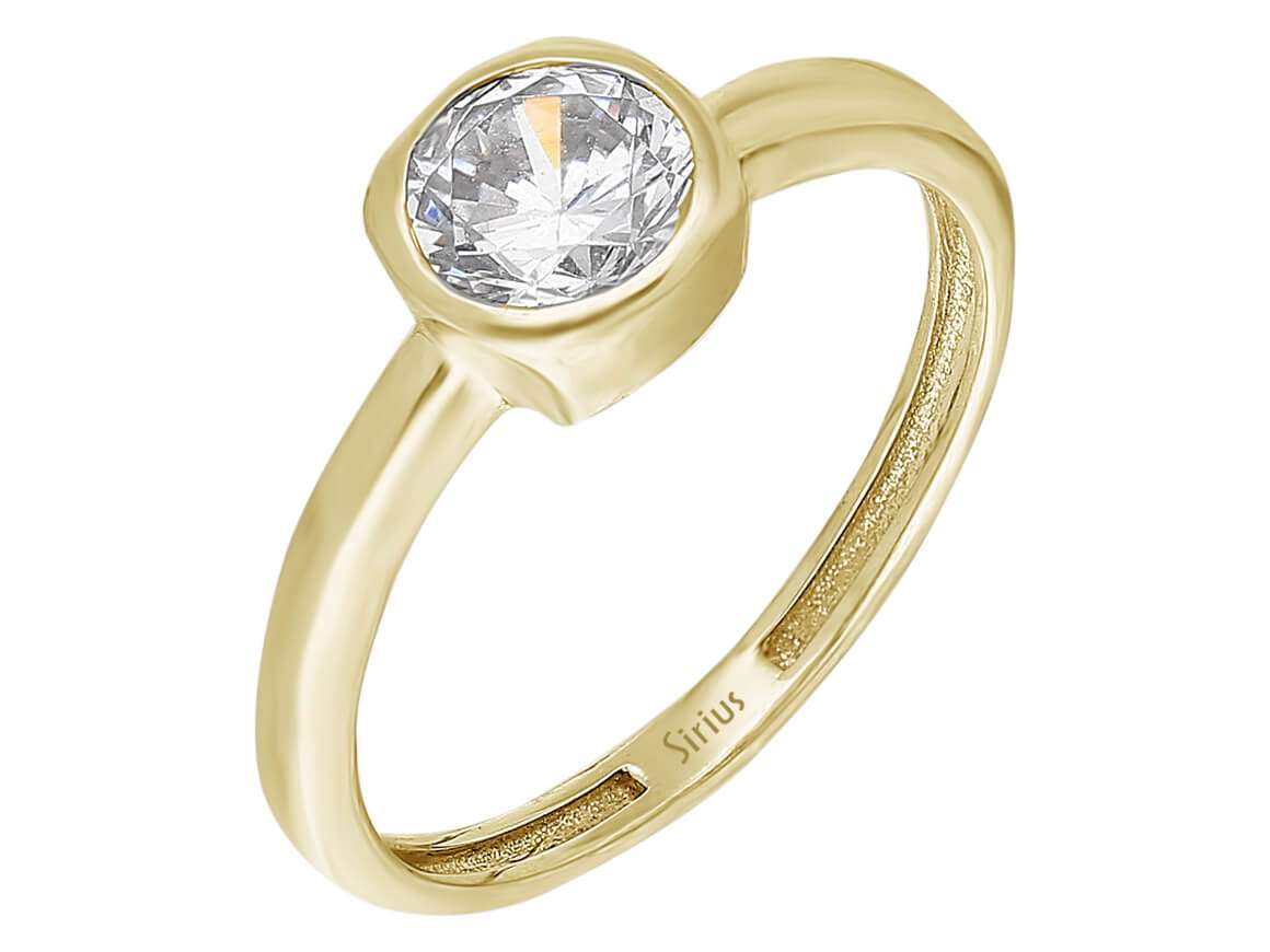 Yellow gold ring with 1 round cut diamond – 0.50 ct, 14K