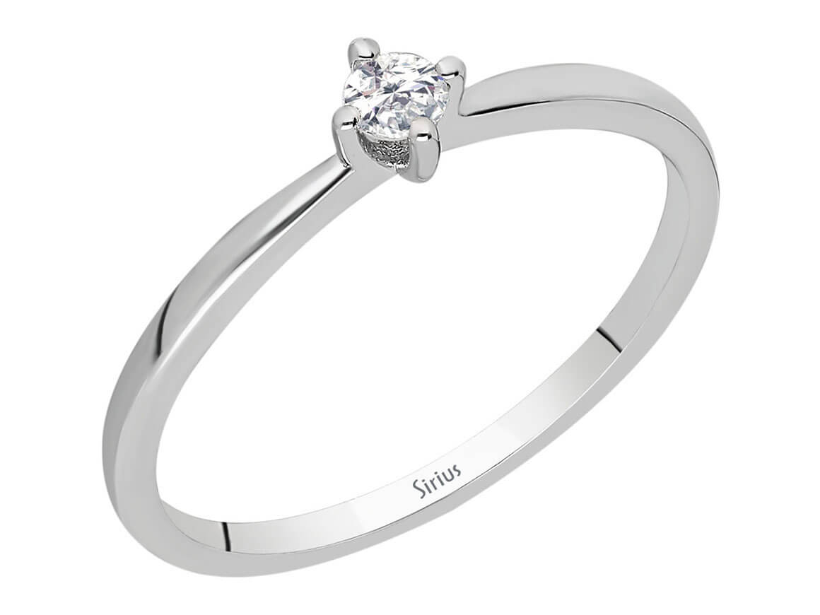Weißgoldring mit 1 Rundschliff Diamant – 0,10 ct, 14K