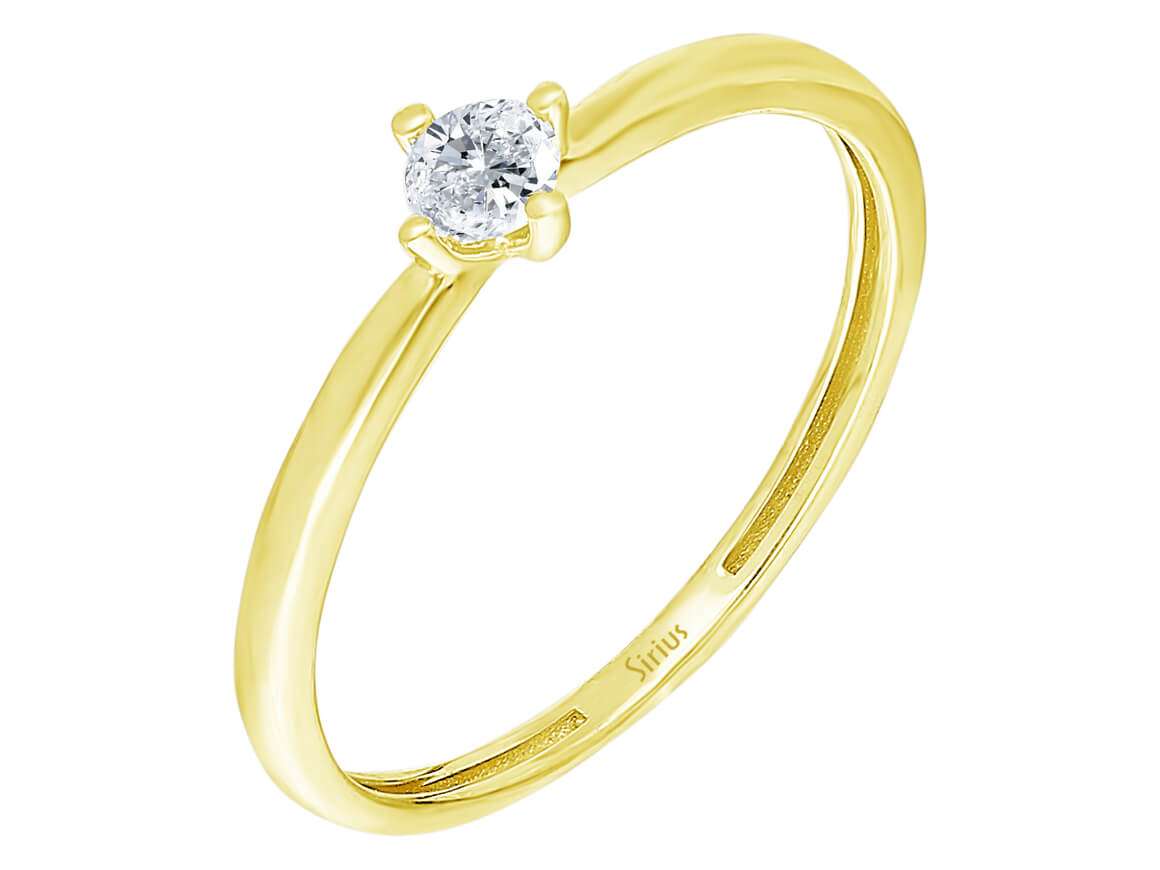 Yellow gold ring with 1 round cut diamond – 0.10 ct, 14K