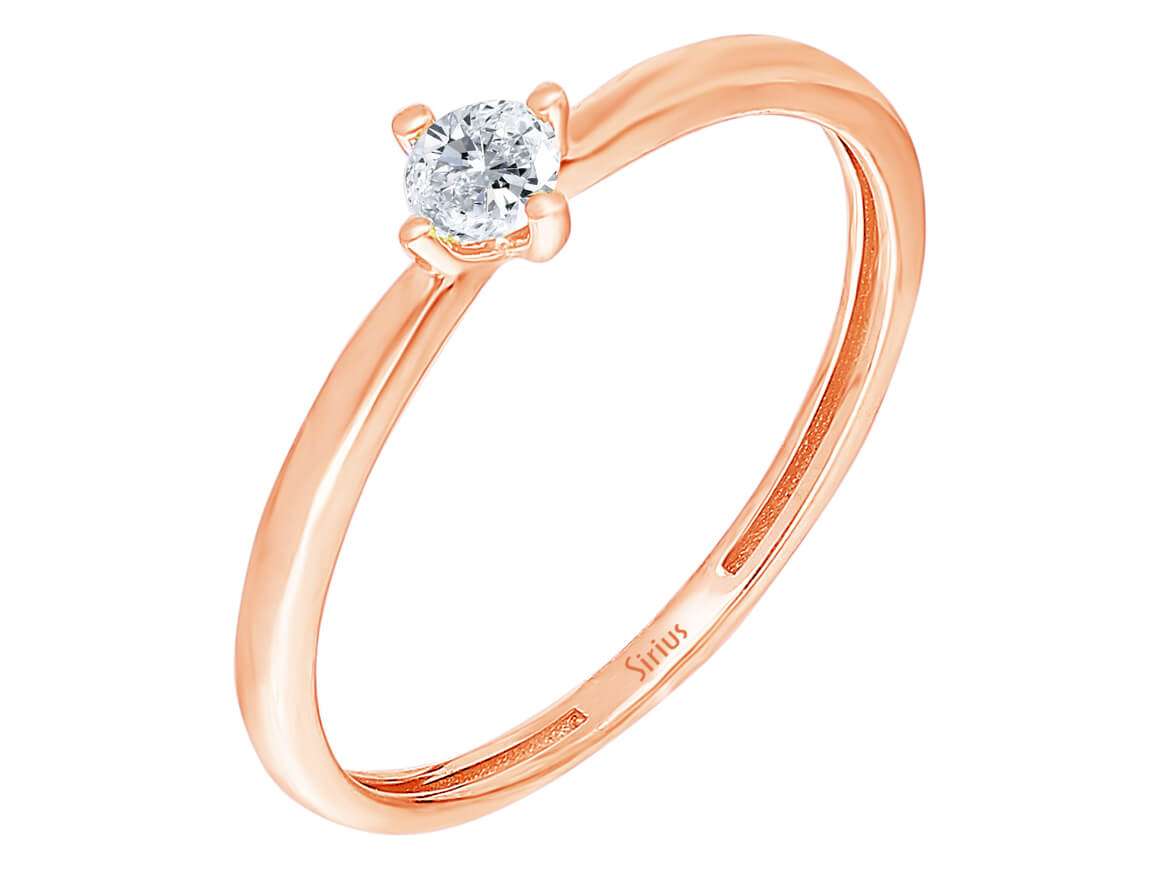 Rose gold ring with 1 round cut diamond – 0.10 ct, 14K
