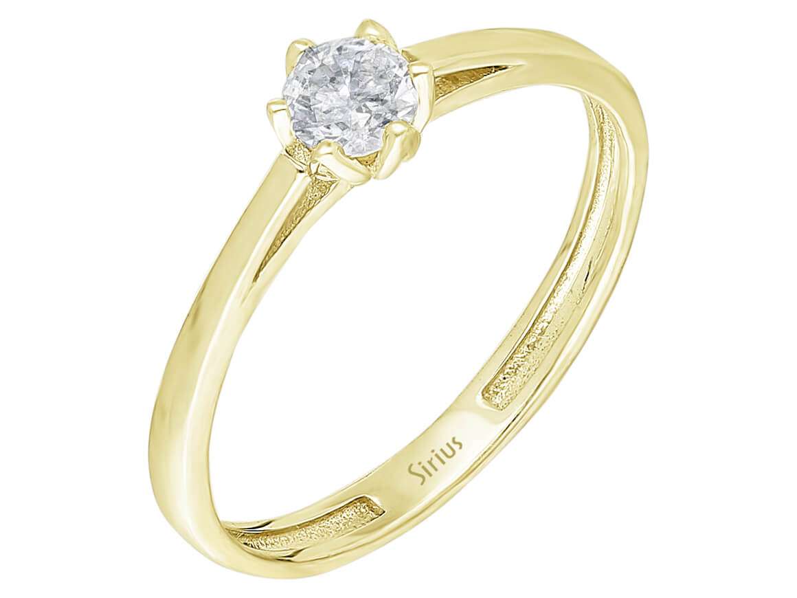 Yellow gold solitaire ring with 1 round diamond – 0.50 ct, 14K