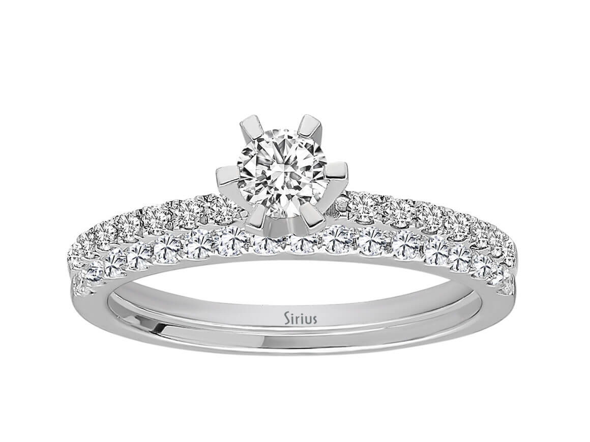 Eleganter Weißgold-Set-Ring mit laborgezüchteten Diamanten
