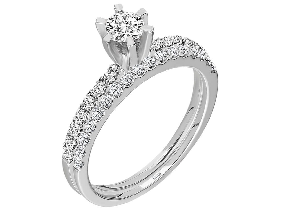 Eleganter Weißgold-Set-Ring mit laborgezüchteten Diamanten