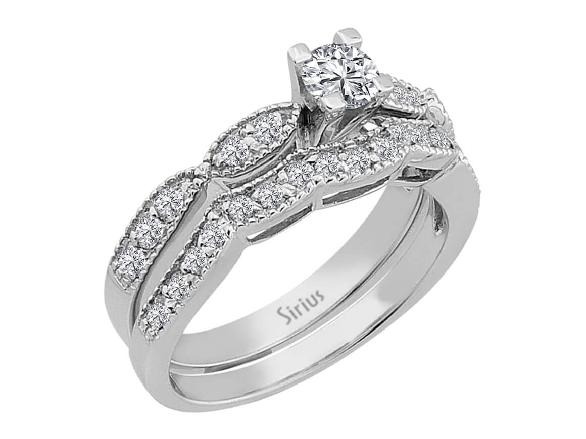 Eleganter Weißgold-Diamant-Duo-Ring mit 28 Rundschliff-Diamanten