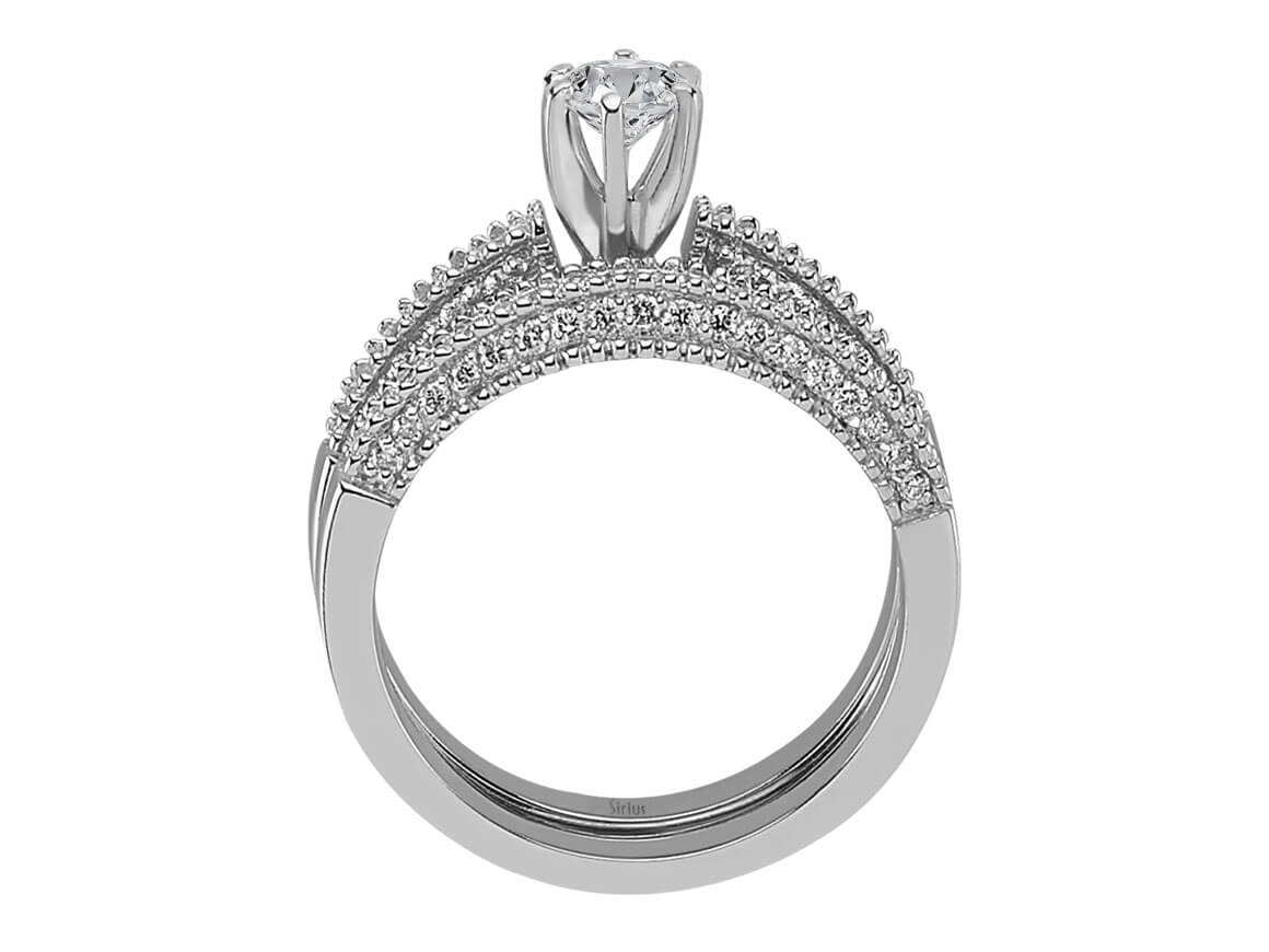 Laboratuvarda yetiştirilmiş elmaslarla göz alıcı Beyaz Altın pırlanta ikili yüzük - 14 ayar, 0,96 karat - Rosy Lab Diamonds’tan yüksek kaliteli Mücevher
