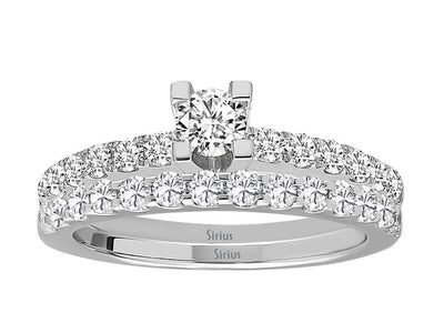 Zeitloser Weißgold-Diamant-Verlobungsring mit Pavé-Besatz