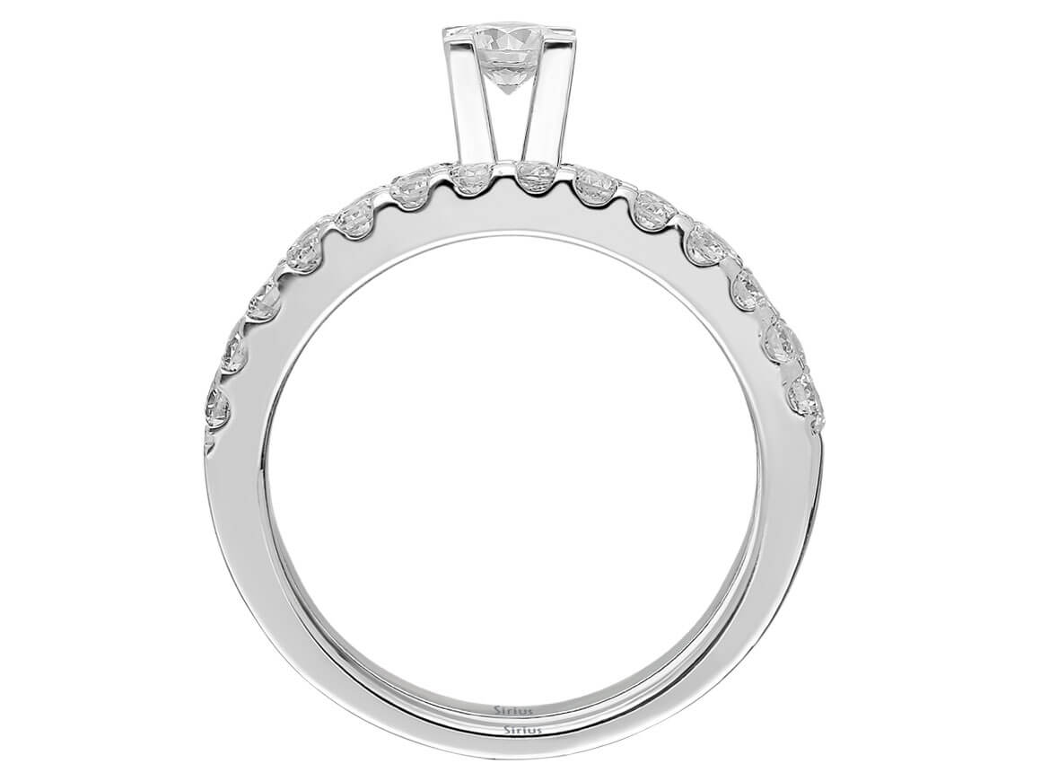 Zeitloser Weißgold-Diamant-Verlobungsring mit Pavé-Besatz