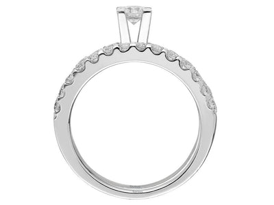 Zeitloser Weißgold-Diamant-Verlobungsring mit Pavé-Besatz