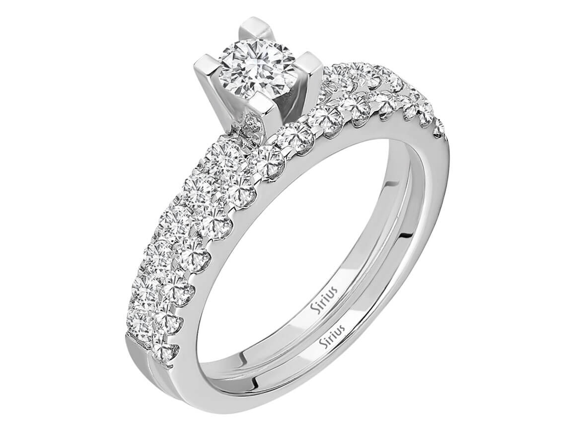 Zeitloser Weißgold-Diamant-Verlobungsring mit Pavé-Besatz