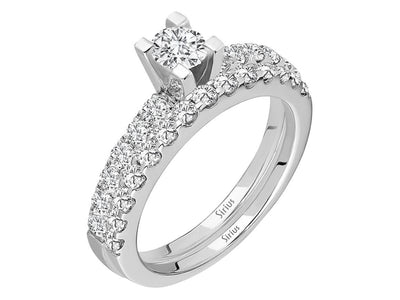 Zeitloser Weißgold-Diamant-Verlobungsring mit Pavé-Besatz