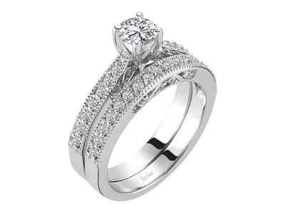 Prächtiger 14K Gold Verlobungsring mit Rundschliff Diamanten und Pavé-Design