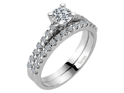 Eleganter Rundschliff Diamant Verlobungsring mit Pavé-Besatz