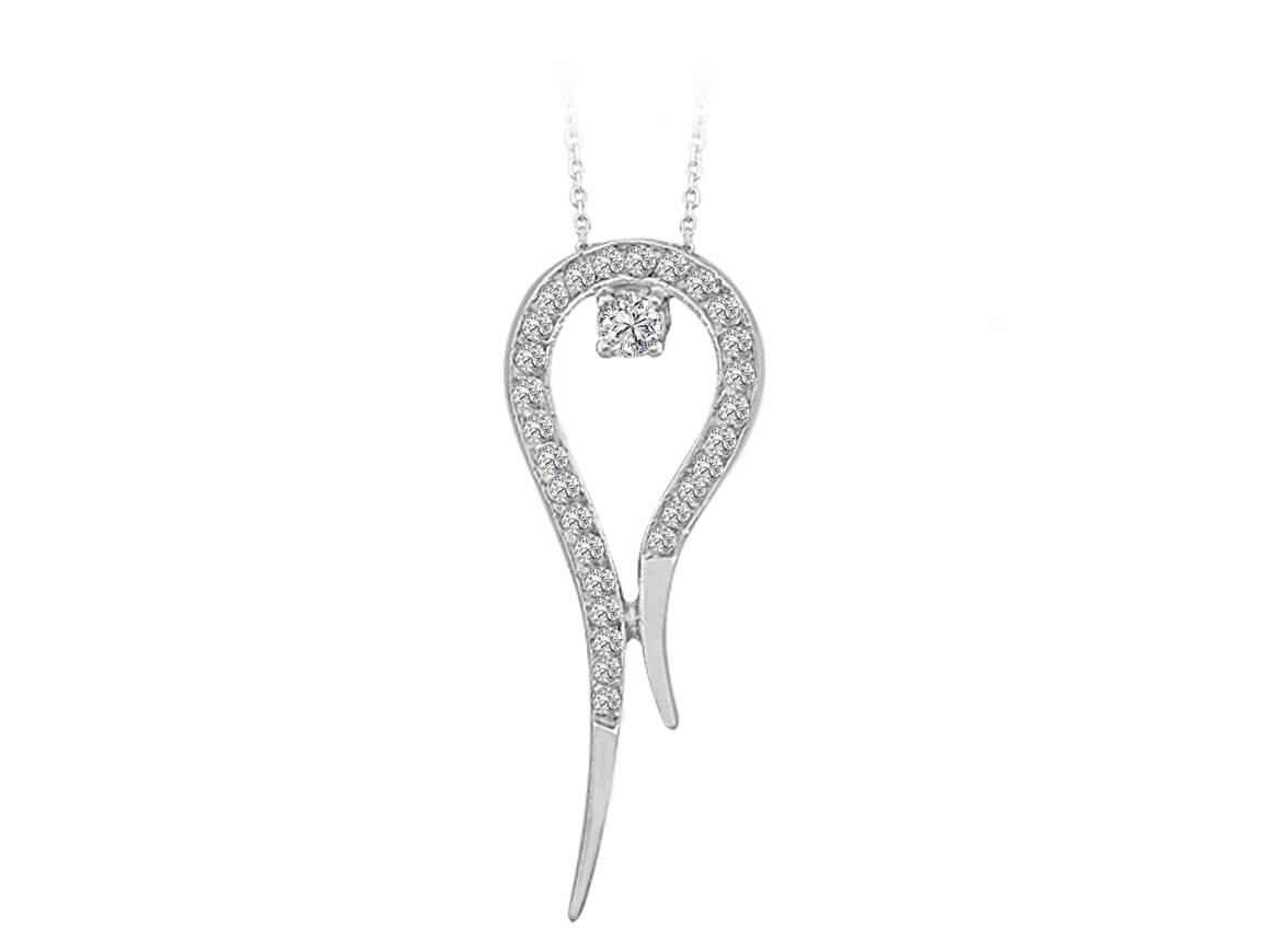 Elegant tulip-shaped necklace with 29 lab diamonds in white gold