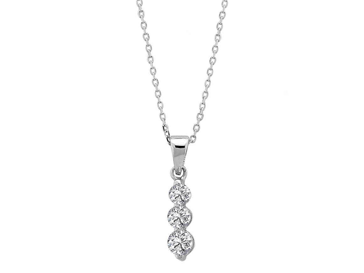 Pendentif trilogie avec 3 diamants de laboratoire en or 14 carats | Bijoux classiques - bijoux haut de gamme de Rosy Lab Diamonds